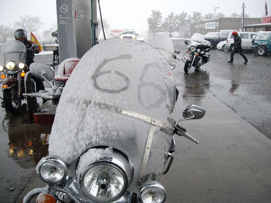 Nieve en la ruta 66. Rutas en moto por USA