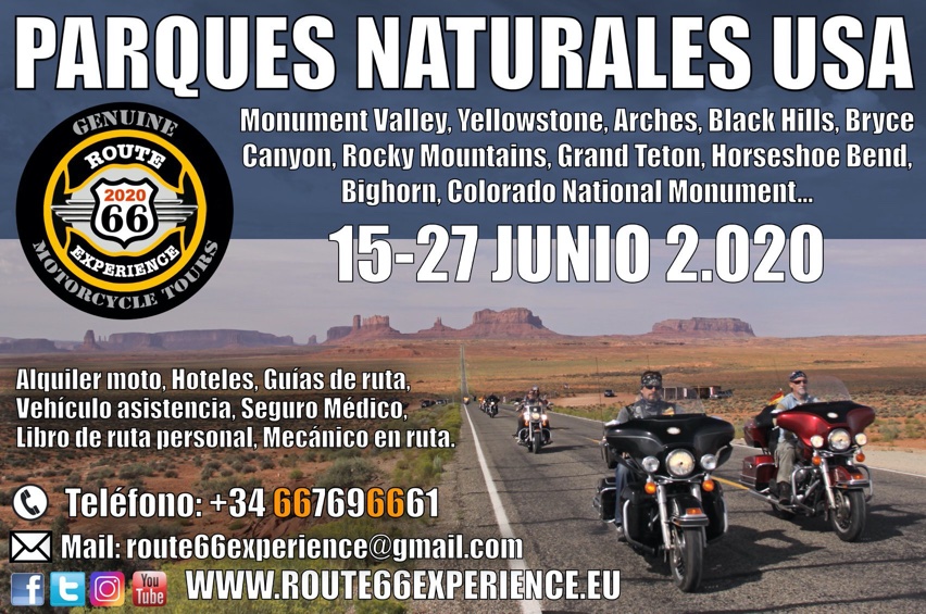 Cartel ruta en moto 2020, Viaje organizado en moto