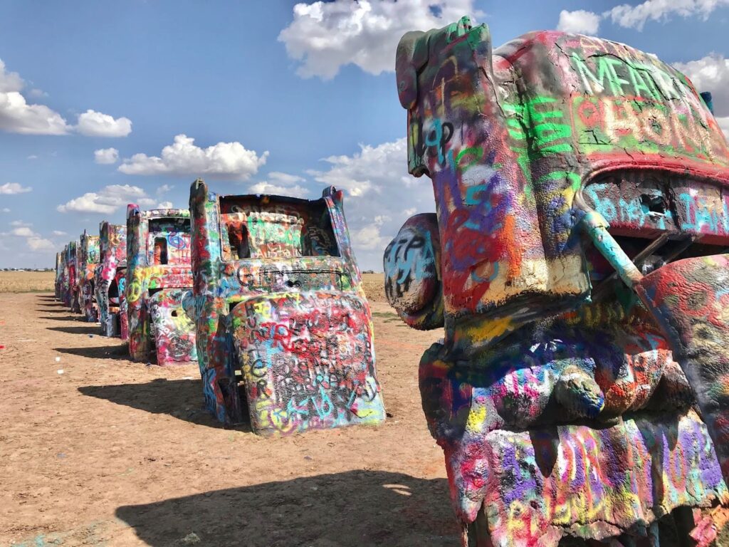 Cadillac Ranch, Texas route 66, Viaje en moto por USA