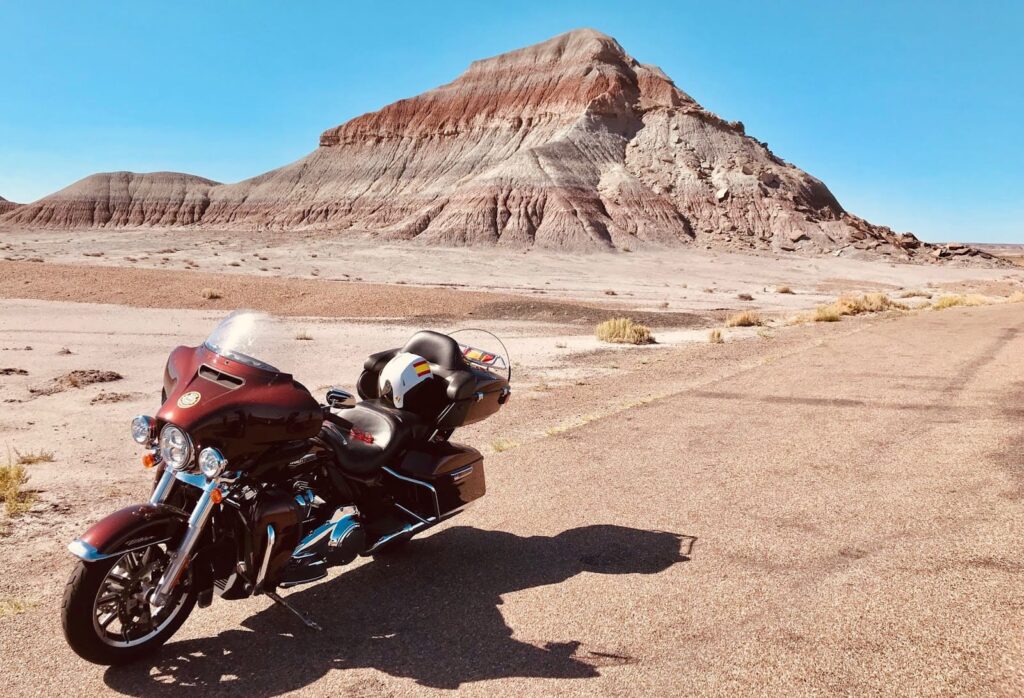 Petrified Forest, ruta 66 Harley Davidson, Viaje en moto por USA