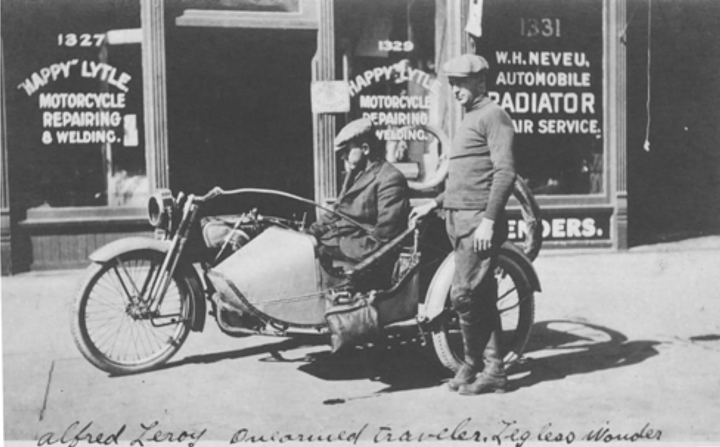 Alfred Leroy, viajero pionero en moto, discapacitado