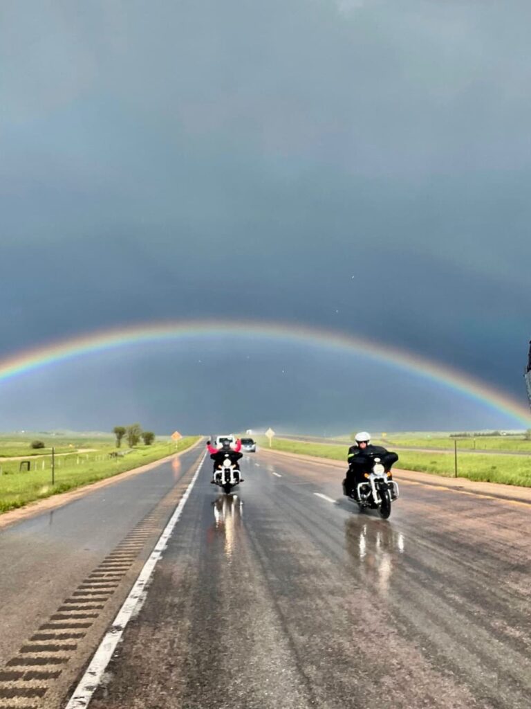 Lluvia durante la ruta en moto por USA