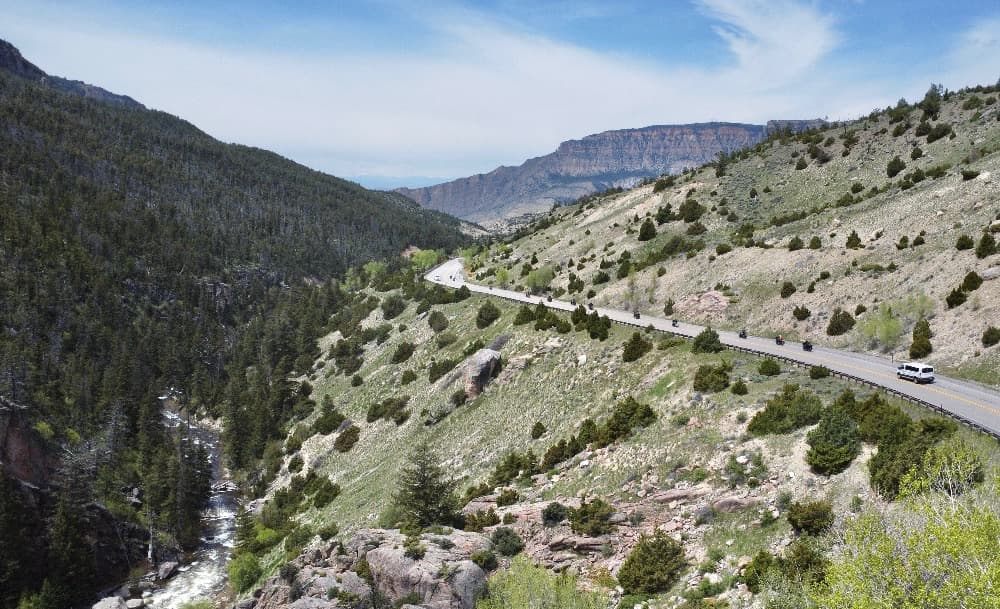 Ruta escénica por la carretera 14 en Wyoming, Parques Nacionales USA