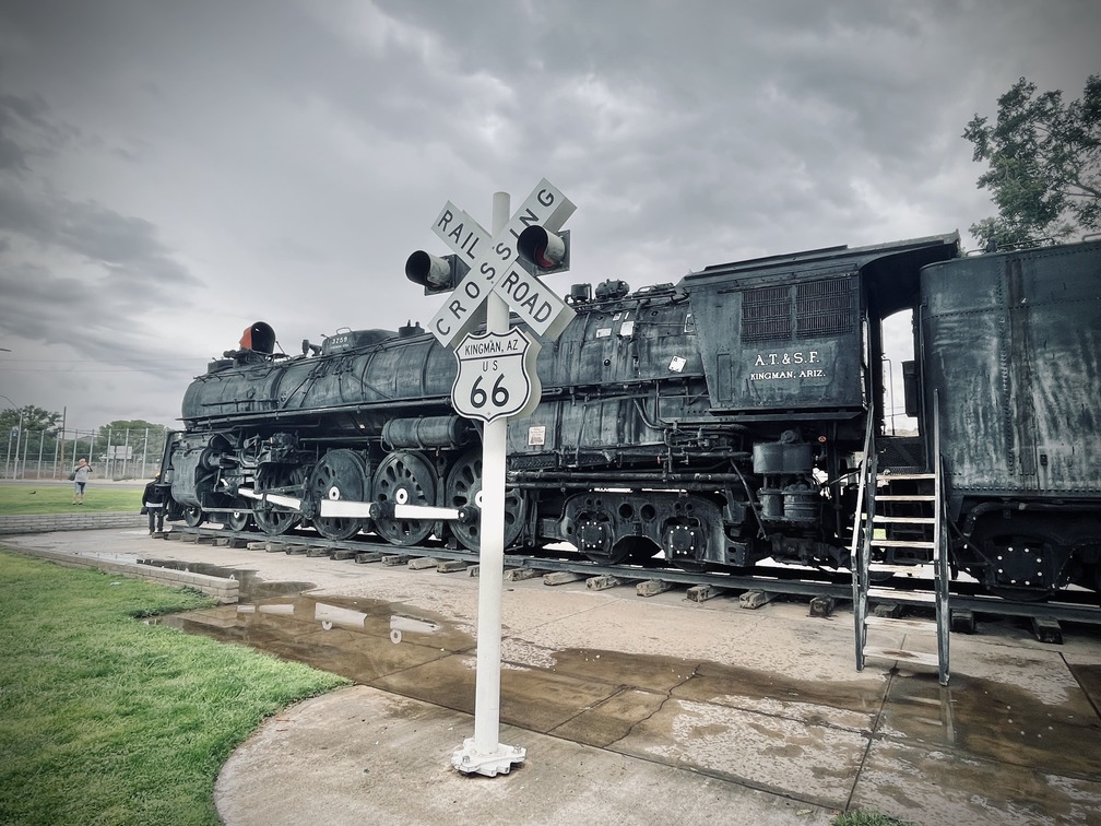 Viaje Route 66, locomotora Santa Fe, Kingman, Arizona