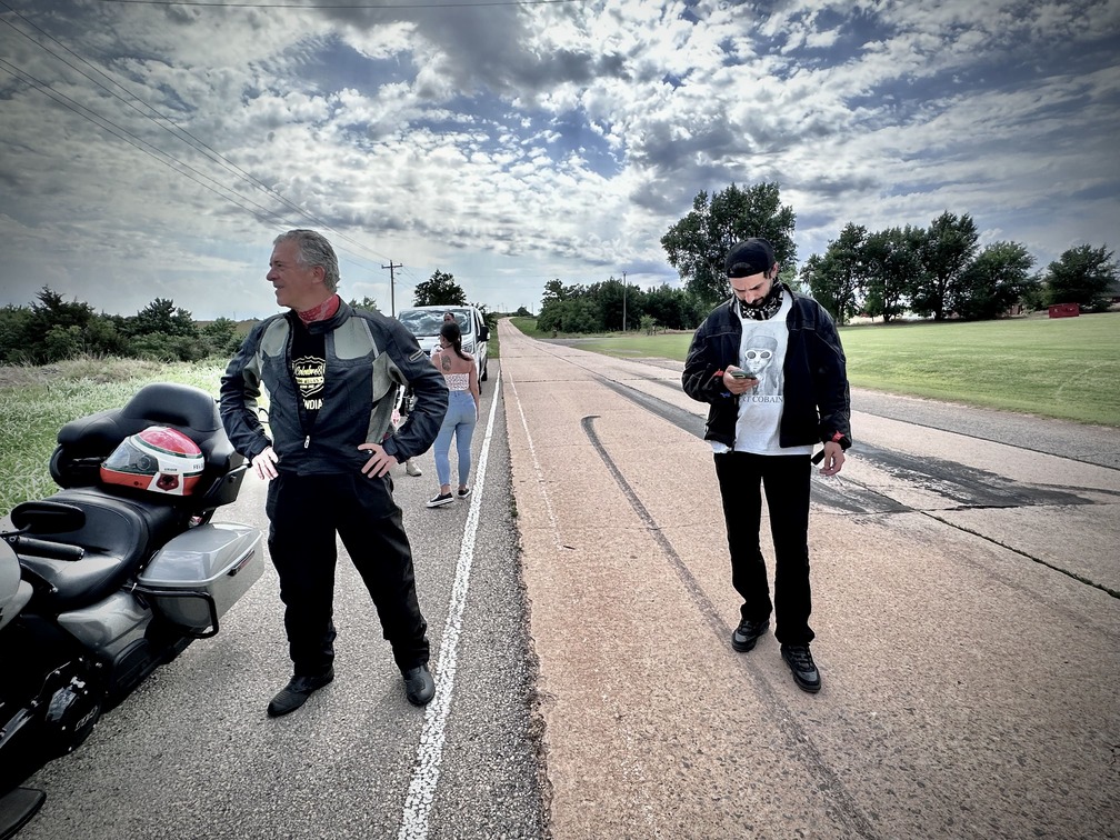 Pavimento original Route 66 Route 66 en moto. Pavimento original Route 66