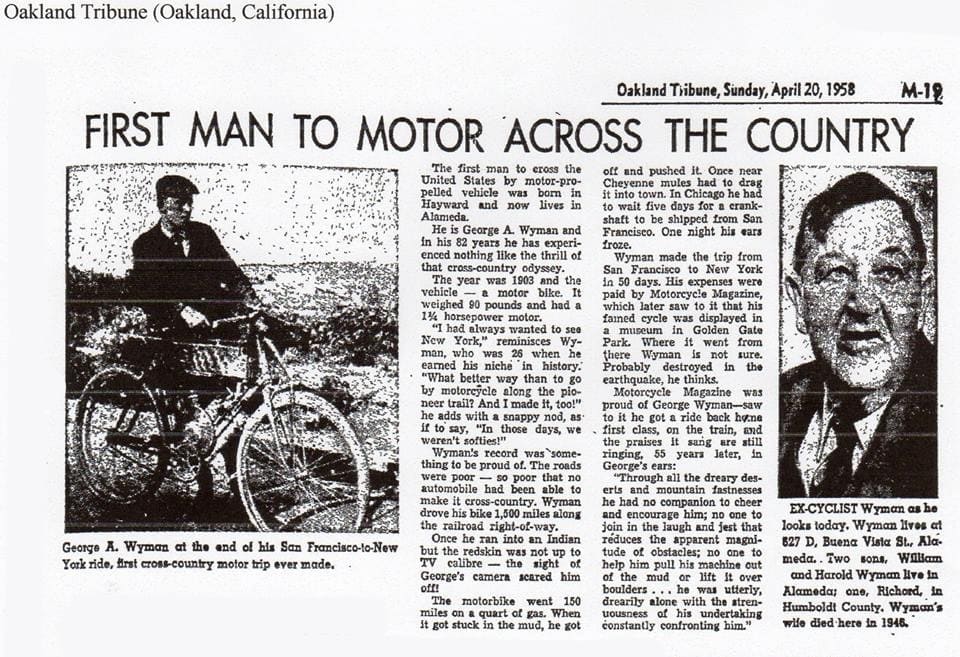 Geo Wyman 1958 Oakland Trib article